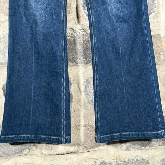 Kancan Makayla‎ Ultra High Rise Flare Wide Leg Jeans Size 26 /5 Dark Wash Raw - Picture 3 of 13
